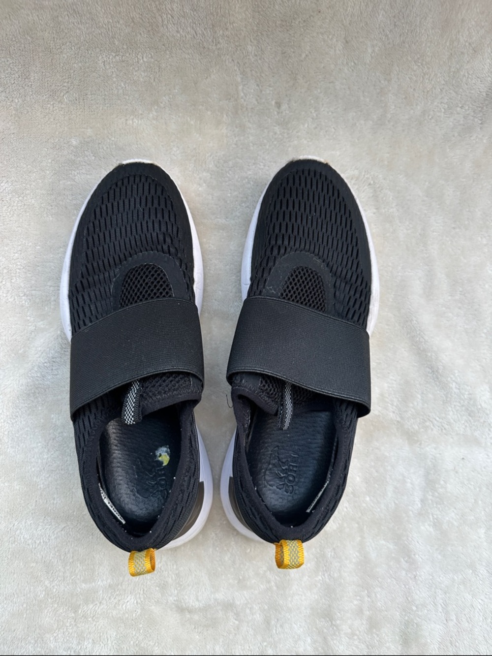 Sorel Black Athletic Slip-On Sneakers with White Soles 9